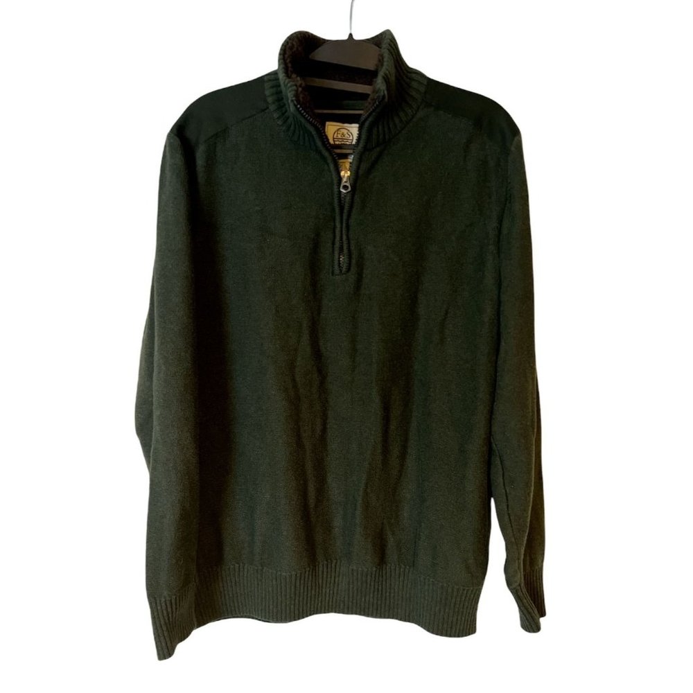 Field & Stream Sweater Mens Medium Green 1/4 Zip Pullover Fleece Mock Neck